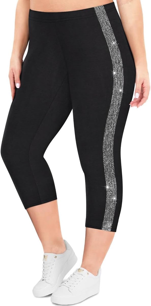 RITERA High Waist Plus Size Capri Leggings - XL-5XL