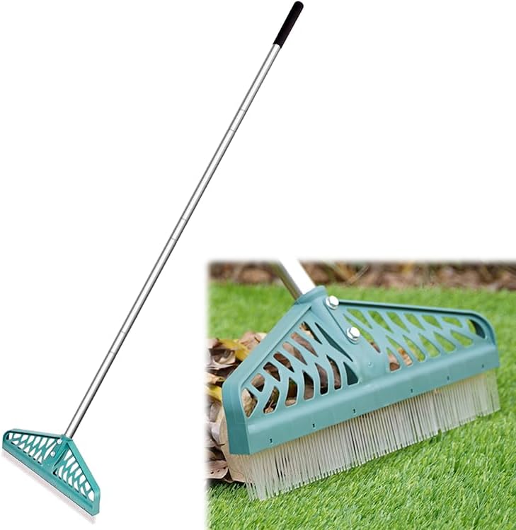 Durable Artificial Turf Rake with Adjustable Steel Handle 32 to 61 in