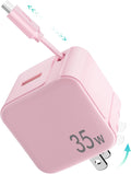 Fast Charge on the Go: Retractable PD USB Charger in Pink