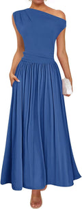 Sleeveless One Shoulder Maxi Dress - Flowy Summer Elegance