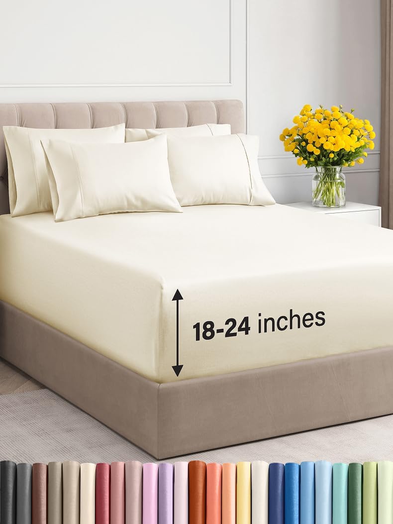 Extra Deep Full Sheet Set - 6 Piece Breathable & Cooling Sheets