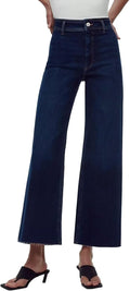 Women's High Waisted Wide Leg Jeans - Stretchy Ankle Length