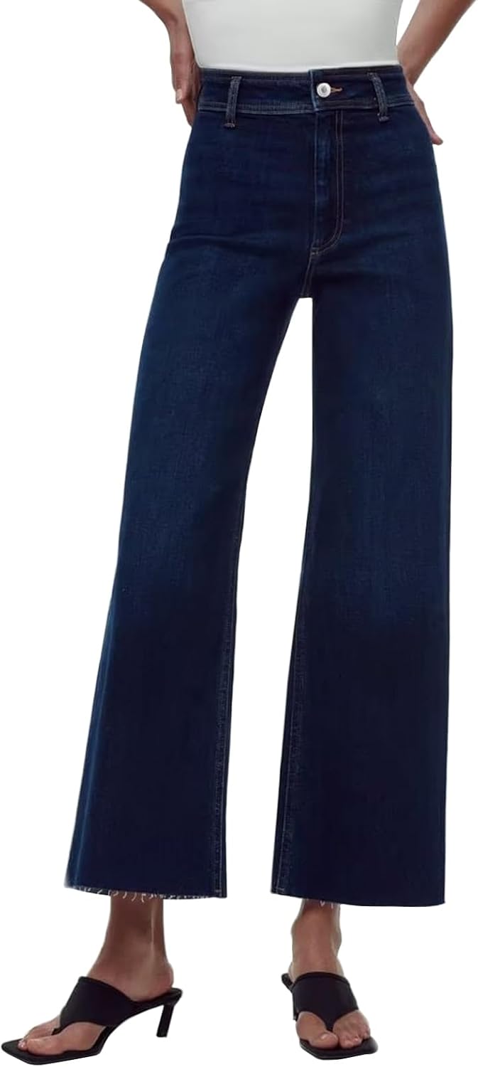 Women's Wide Leg Jeans High Waisted Stretchy Casual Denim Pants