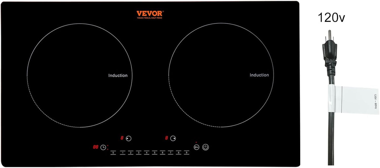 VEVOR Electric Cooktop 2 Burners 24in Induction Stove Top