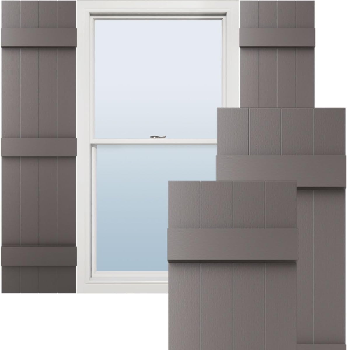 Ekena Millwork Vinyl Board-n-Batten Shutters, 14W x 55H, Musket Brown