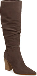 Knee High Pointed Toe Chunky Heel Boots - Wide Calf Friendly little