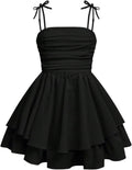 Girls Pink Flowy Cami Dress Ruched Sleeveless Layered Ruffle