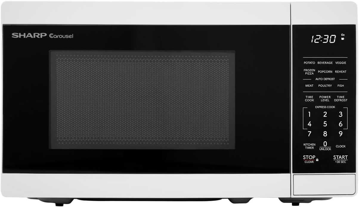 Sharp Compact Microwave: 10 Turntable, 700W Power, 0.7 CuFt - White