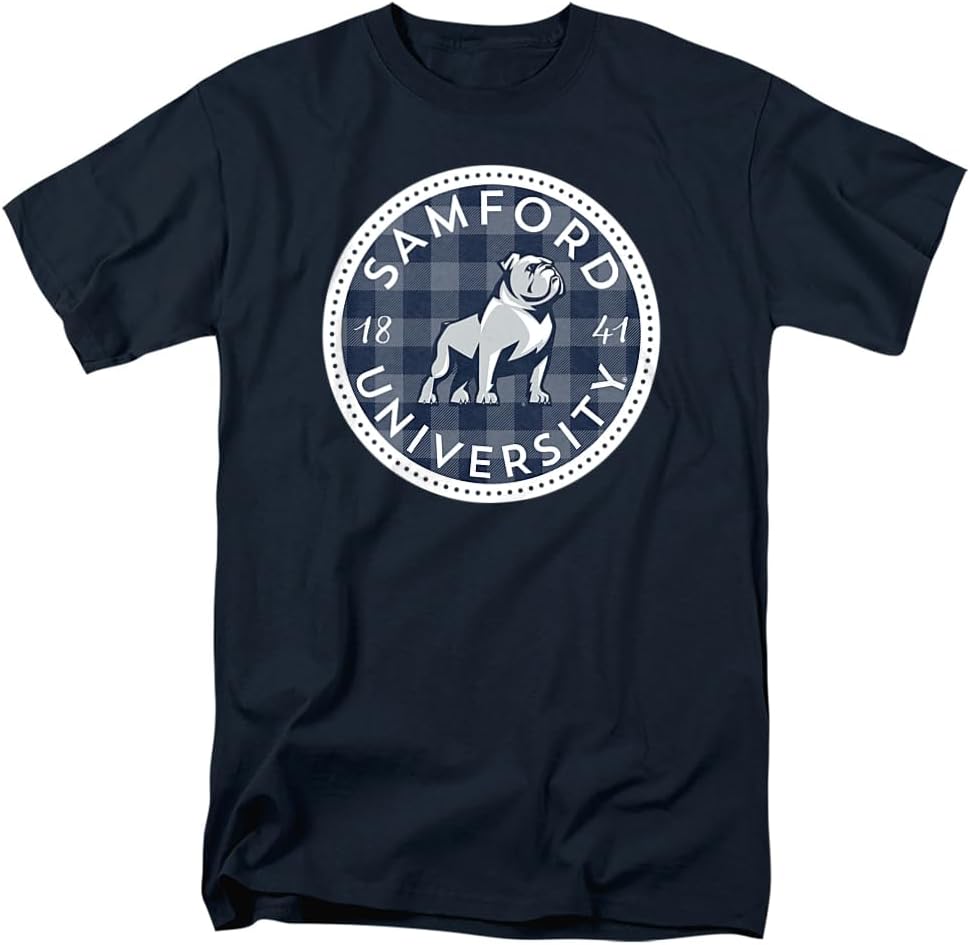 LOGOVISION Collegiate Distressed Plaid Badge T Shirt Collection
