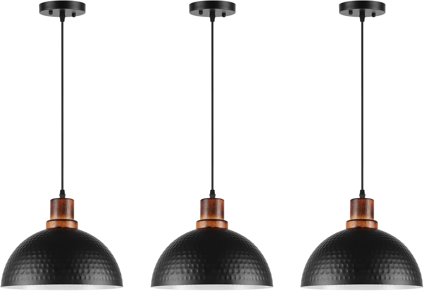 Solid Wood Pendant Lights 3 Pack for Modern Industrial Spaces