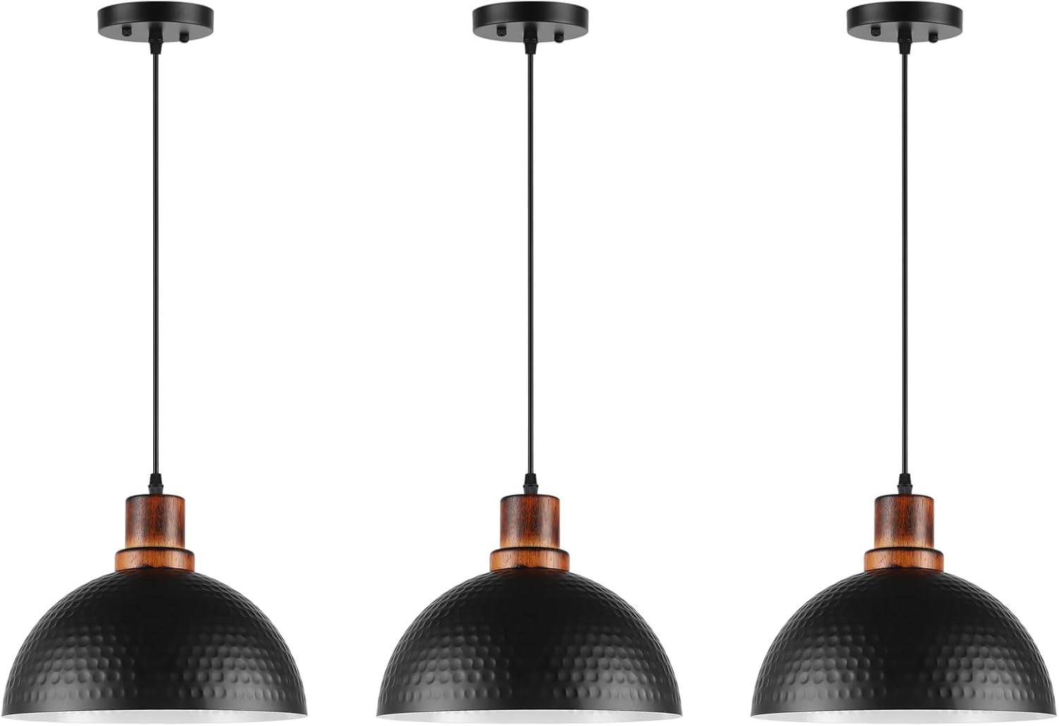 Solid Wood Pendant Lights 3 Pack for Modern Industrial Spaces