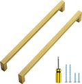 Ravinte 10 in Brushed Brass Square Cabinet Pulls 20 Pack - Modern Gold