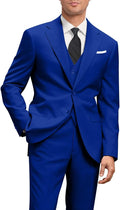 Men's Slim Fit 3 Piece Suit Two Button Business Wedding Tux - Includes