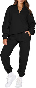 Aleumdr Women 2 Piece Sweatsuit Set - Cozy Oversized Half Zip