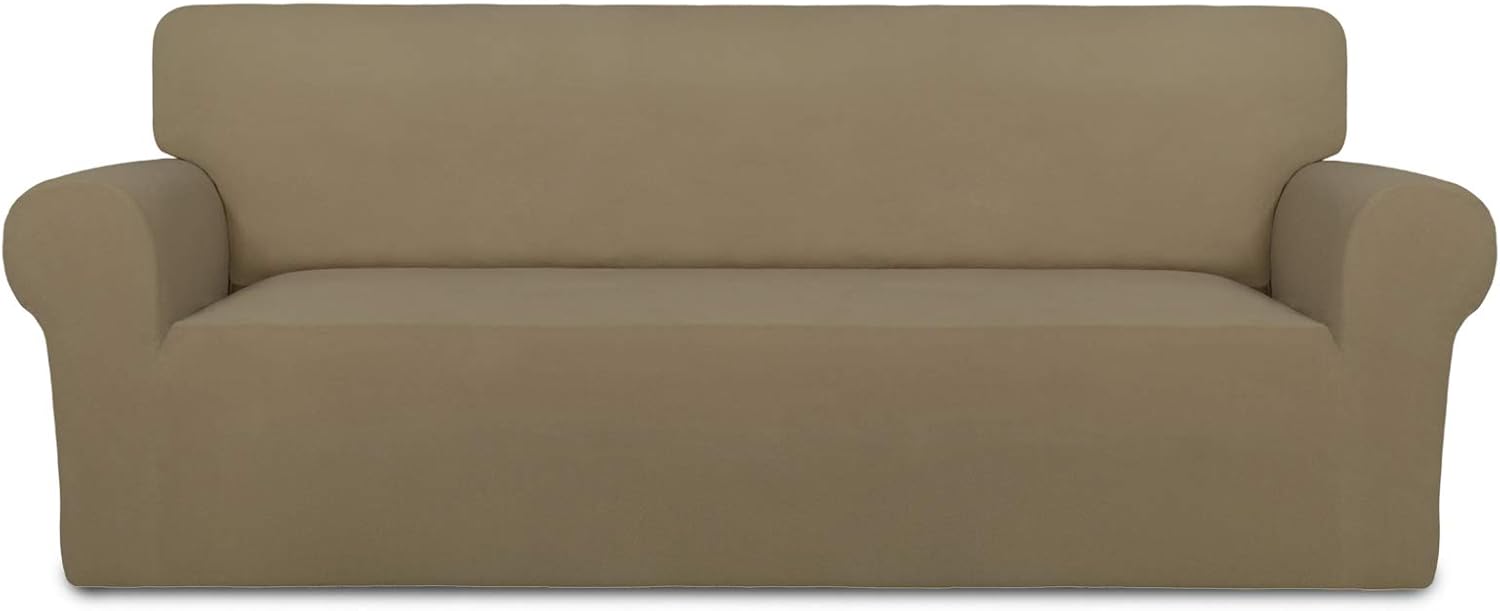 PureFit Super Stretch Sofa Slipcover for Kids and Pets, Tan