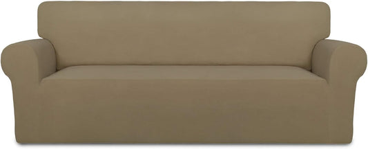 PureFit Super Stretch Sofa Slipcover for Oversized Sofas in Tan