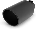 Richeer 4 to 8 in Exhaust Tip - Black Powder Coat Rolled Edge