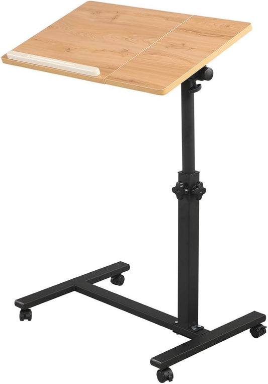 Adjustable Overbed Laptop Stand with Wheels for Easy Mobility
