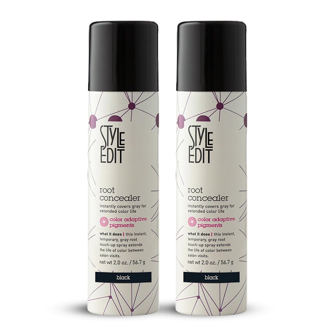 STYLE EDIT Black Root Concealer Spray for Instant Grey Coverage