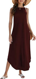 Halife Women's Summer Sleeveless Halter Maxi Beach Dress - Side Slit