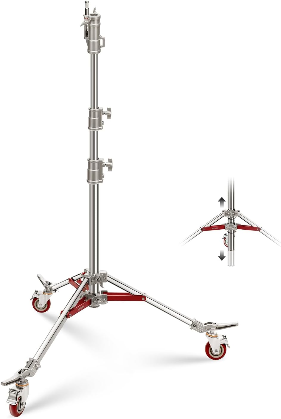 NEEWER Heavy Duty Stainless Steel Light Stand with Casters