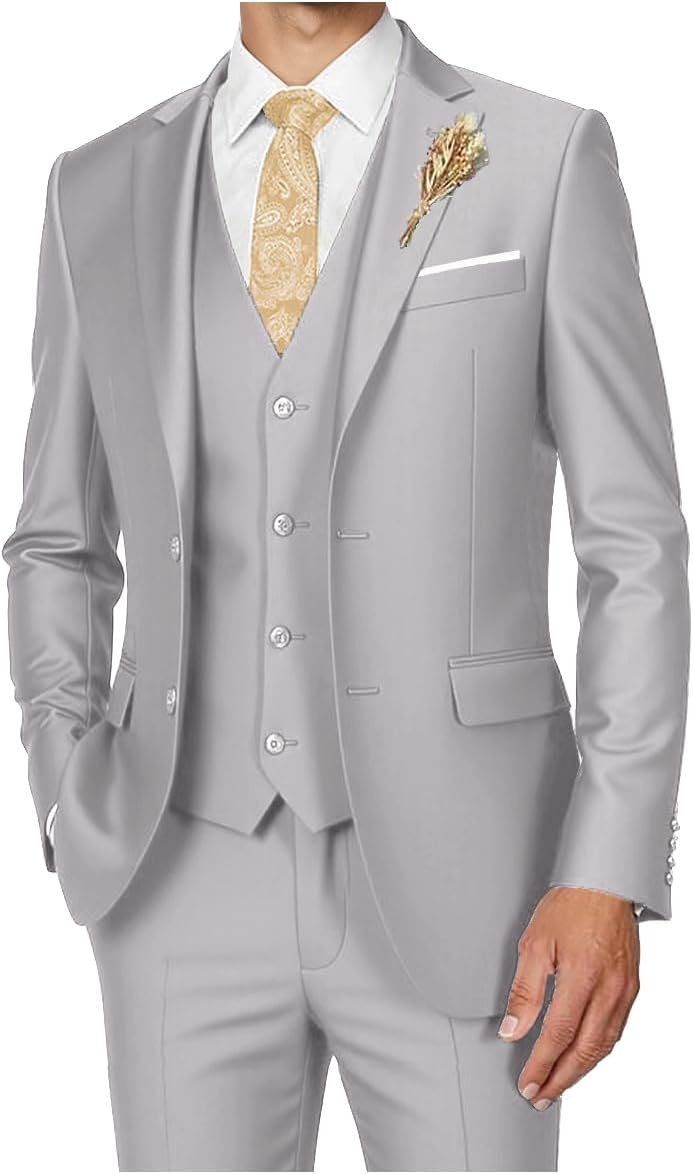 Men's Slim Fit 3 Piece Tuxedo Suit Set for Any Occasion