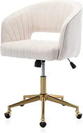 Kiztir Velvet Home Office Chair with Gold Base for Comfort