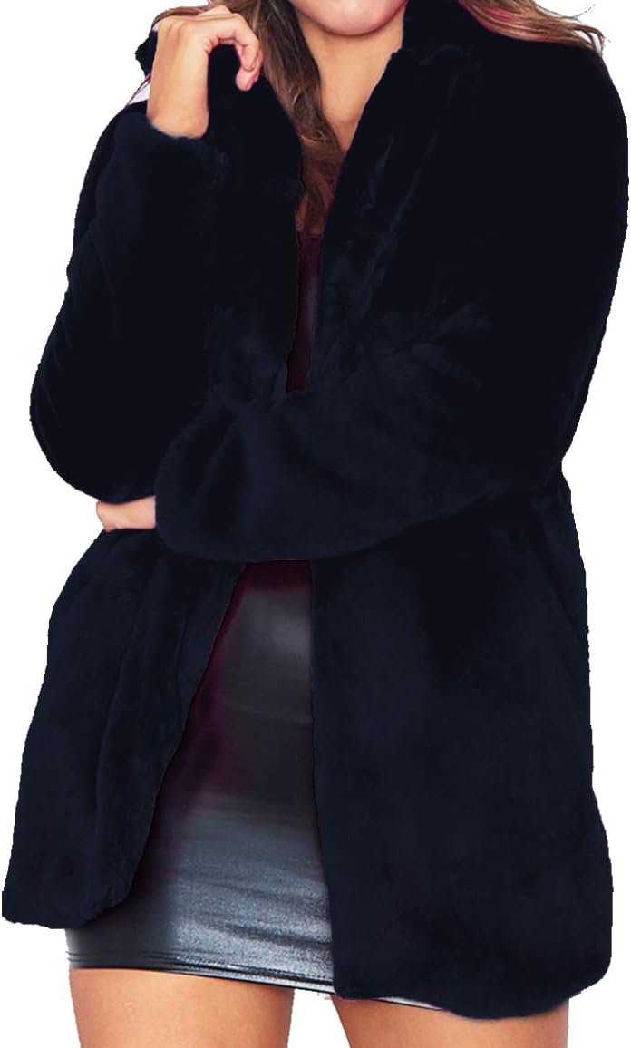 TOPONSKY Womens Winter Warm Lapel Faux Fur Coat for Style