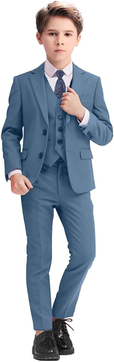 Boys Suits 5 Piece Slim Fit Suit for Kids Formal Events