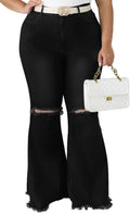 Plus Size Bell Bottom Jeans for Women - High Waisted Flare