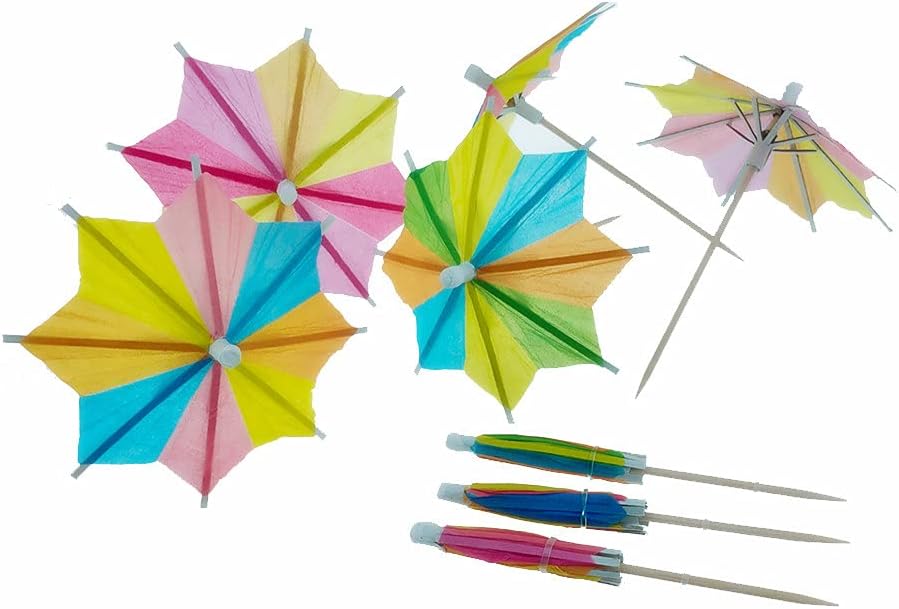 50PCS Summer Cocktail Umbrella Picks - Beach Party Decor