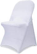 Stretch Folding Chair Covers 10PCS White Spandex Slipcovers - Washable