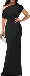 Formal Evening Dress for Women Elegant Off Shoulder Ruched Maxi Dress