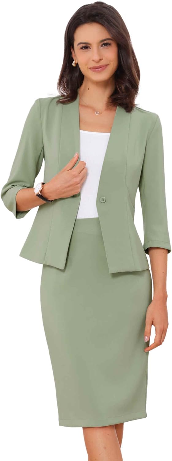 Allegra K Business Skirt Suit Set for Stylish Office Wear