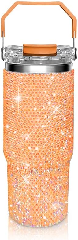 Bling Rhinestone Studded Tumbler with Handle for Women Gifts