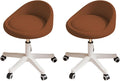Brown Rolling Stool Set of 2 Ergonomic Swivel Seats - Adjustable
