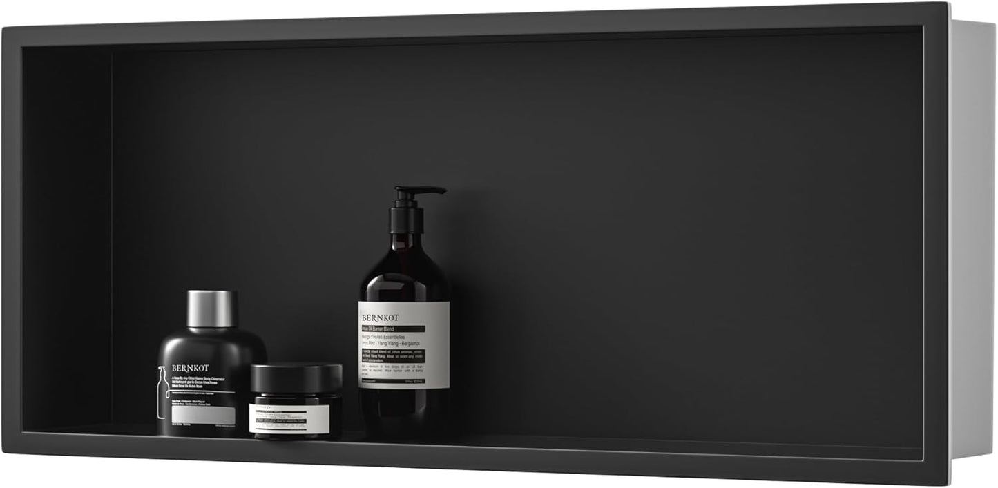 Stainless Steel Shower Niche 30in X 12in Matte Black for Storage