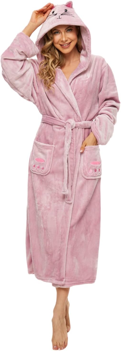 Iniber Plush Robes for Women - Cozy Long Fleece Bathrobe
