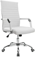 Furmax Ribbed Office Desk Chair Mid-Back PU Leather - Comfortable