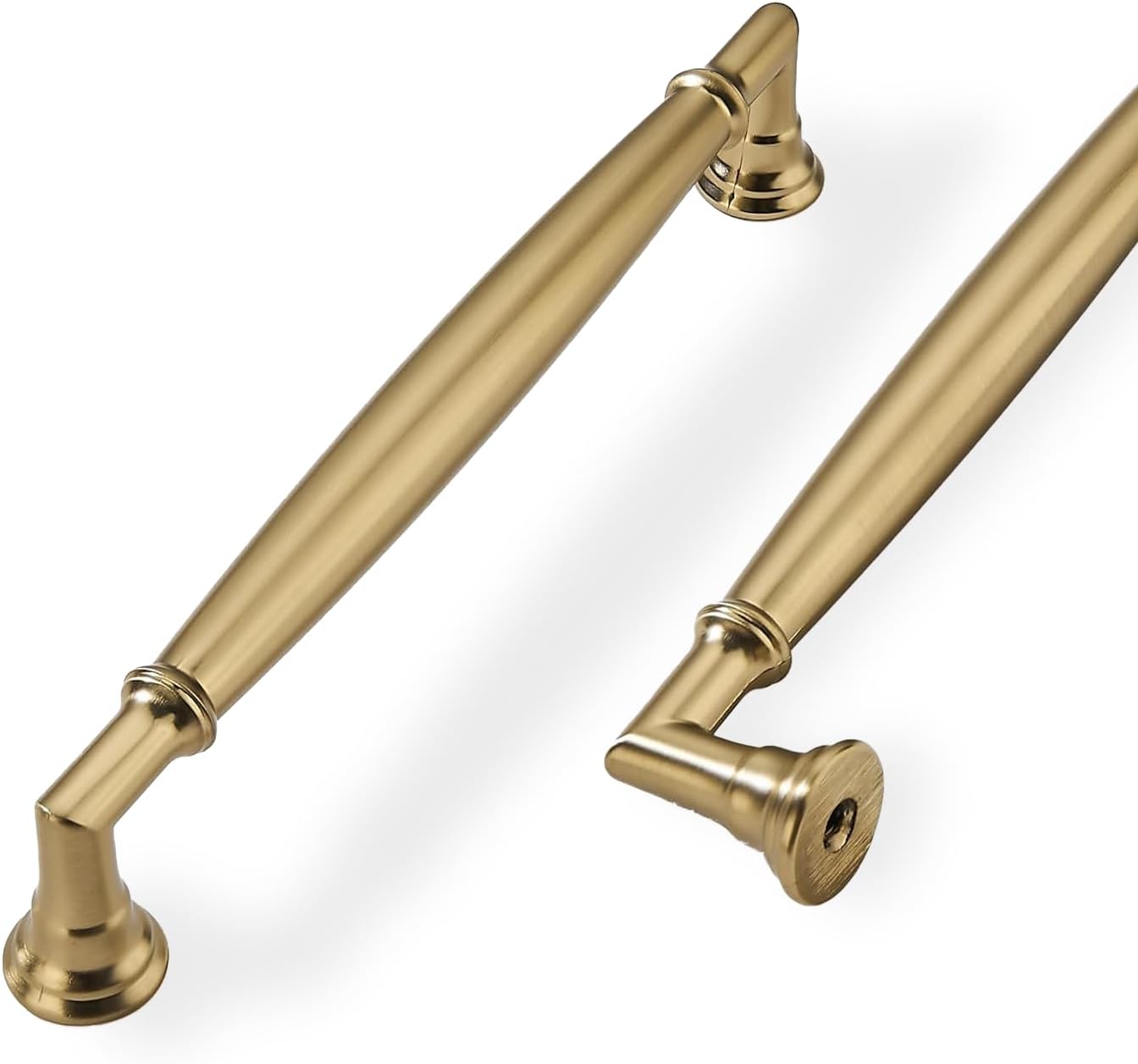 Brushed Brass Cabinet Pulls - Heavy Duty 10 Pack for Kitchen
