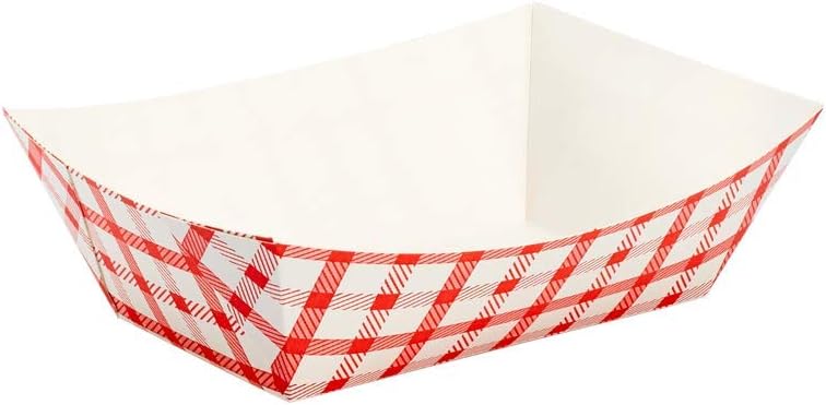 Karat FP-FT100G Food Tray 1 lb - Checkered Red for Events