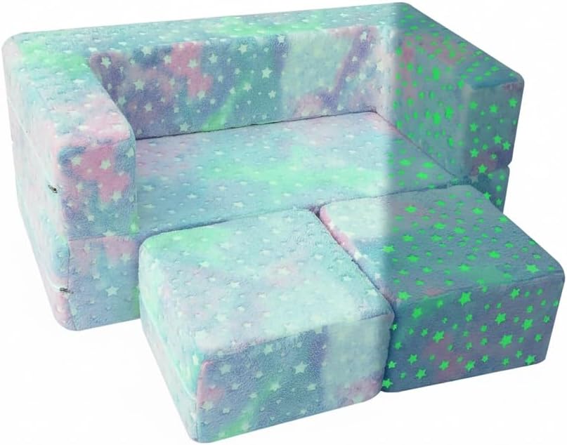 Glow in Dark Kids Sofa Couch for Imaginative Play and Comfort