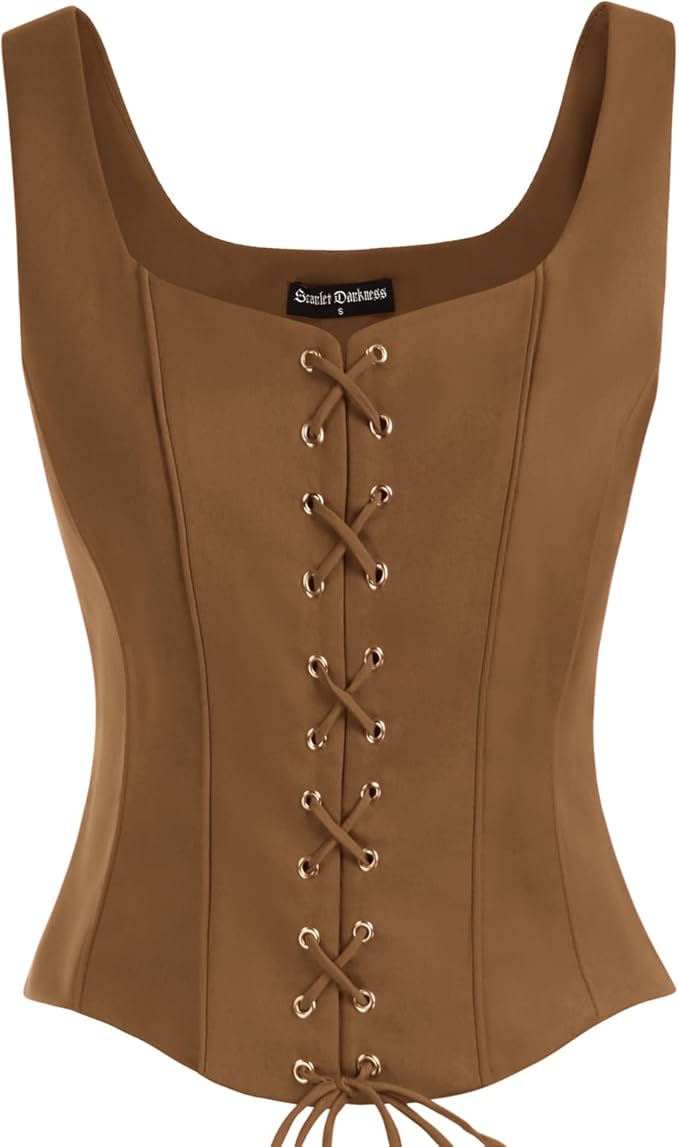 Scarlet Darkness Women Pirate Renaissance Vest Cosplay Costume