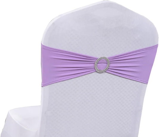 MDS Spandex Chair Sashes Bows for Wedding Decoration - Lavender