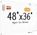 Glass Whiteboard 48 in x 36 in - Pure Ultra-White Frameless Board