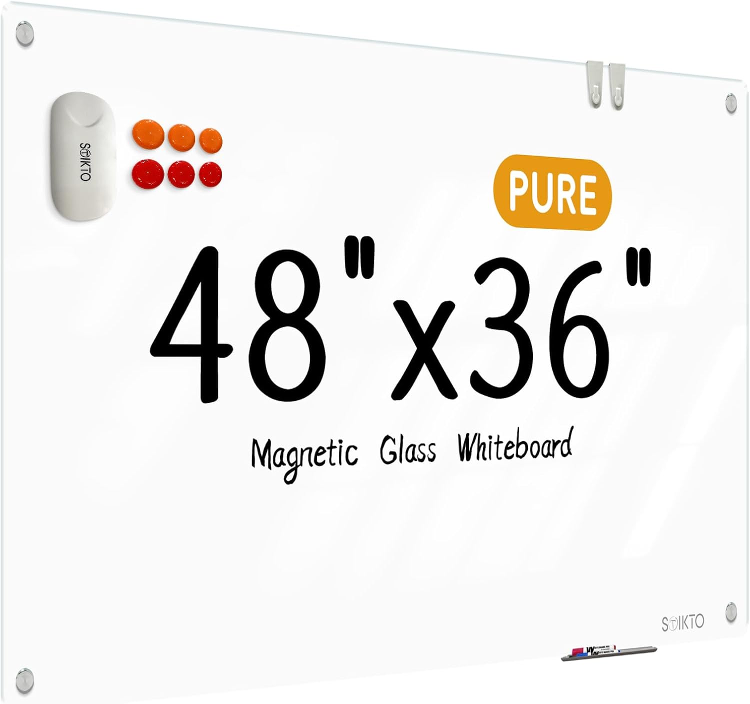 Glass Whiteboard 48in x 36in - Premium Dry Erase Board