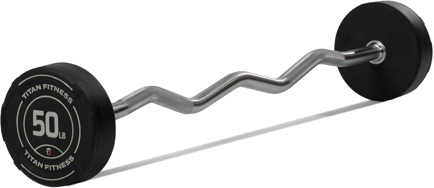 Titan Fitness Rubber Curl Fixed Barbells for Strength Training