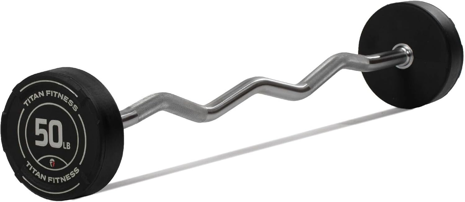 Titan Fitness Rubber Curl Fixed Barbells for Strength Training