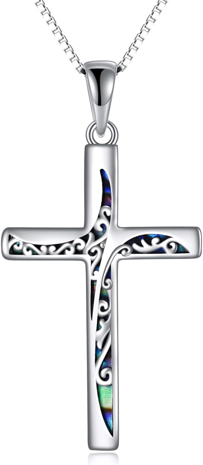 Cross Necklace Women Sterling Silver Faith Hope Love Jewelry