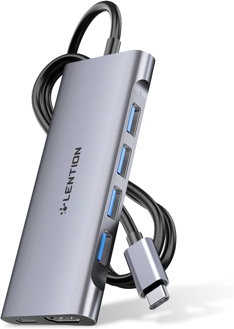 LENTION USB C Multiport Hub with 4K HDMI and 4 USB 3.0 Ports